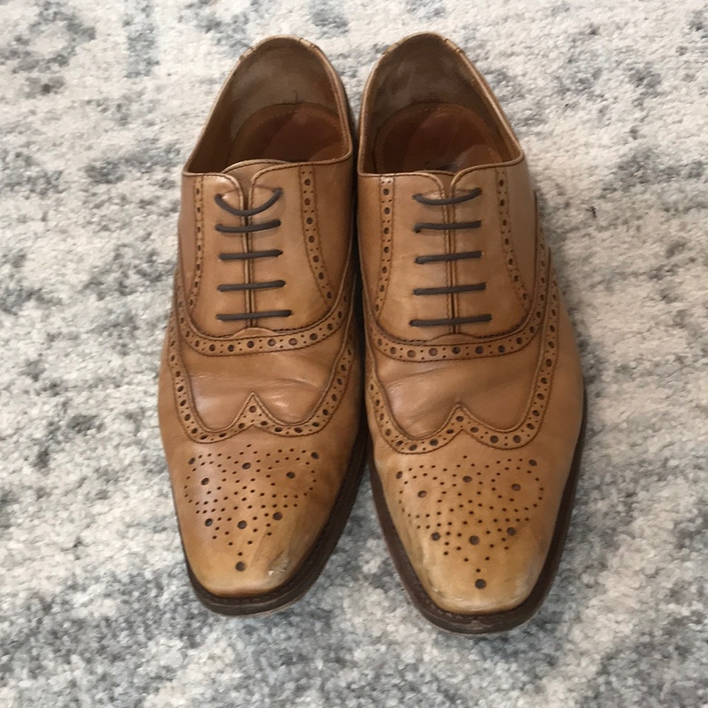 Camel Wingtip Dress Shoes